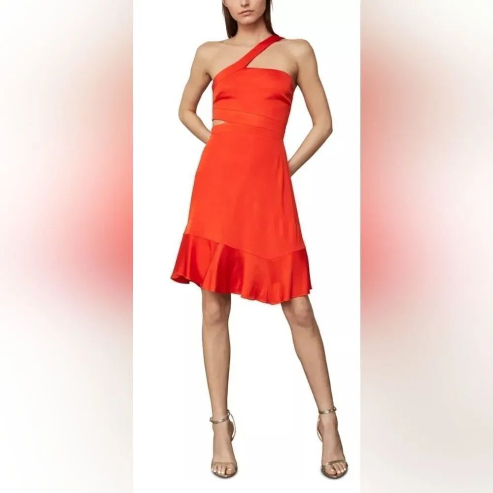 BCBGMAXAZRIA Asymmetrical-Strap Side-Cutout Dress NWT Size XXS Red